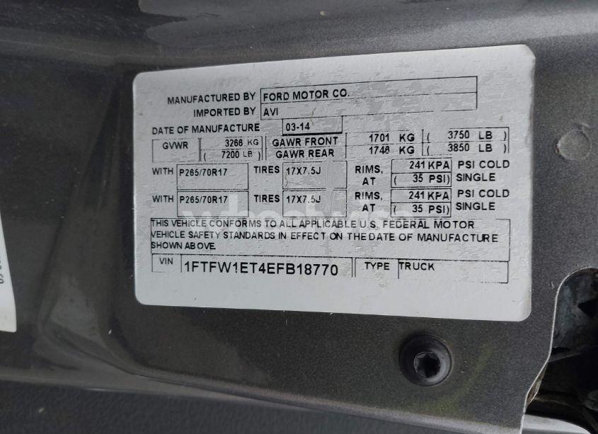 Photo 9 of 2014 Ford F-150 XLT (VIN 1FTFW1ET4EFB18770)