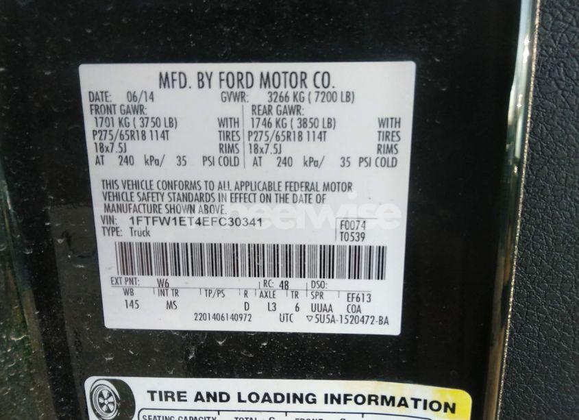 Photo 9 of 2014 Ford F-150 XLT (VIN 1FTFW1ET4EFC30341)