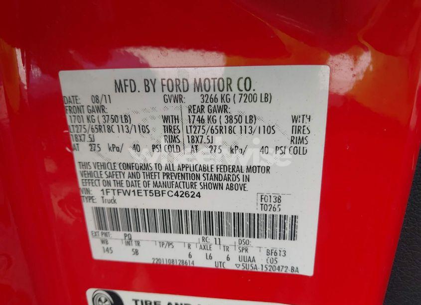 Photo 9 of 2011 Ford F-150 FX4 (VIN 1FTFW1ET5BFC42624)