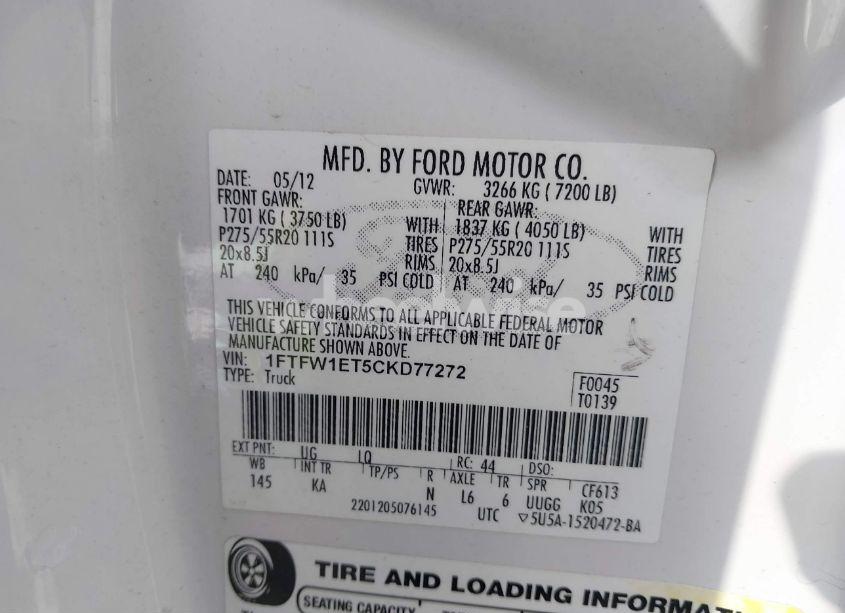 Photo 9 of 2012 Ford F150 SUPERCREW (VIN 1FTFW1ET5CKD77272)