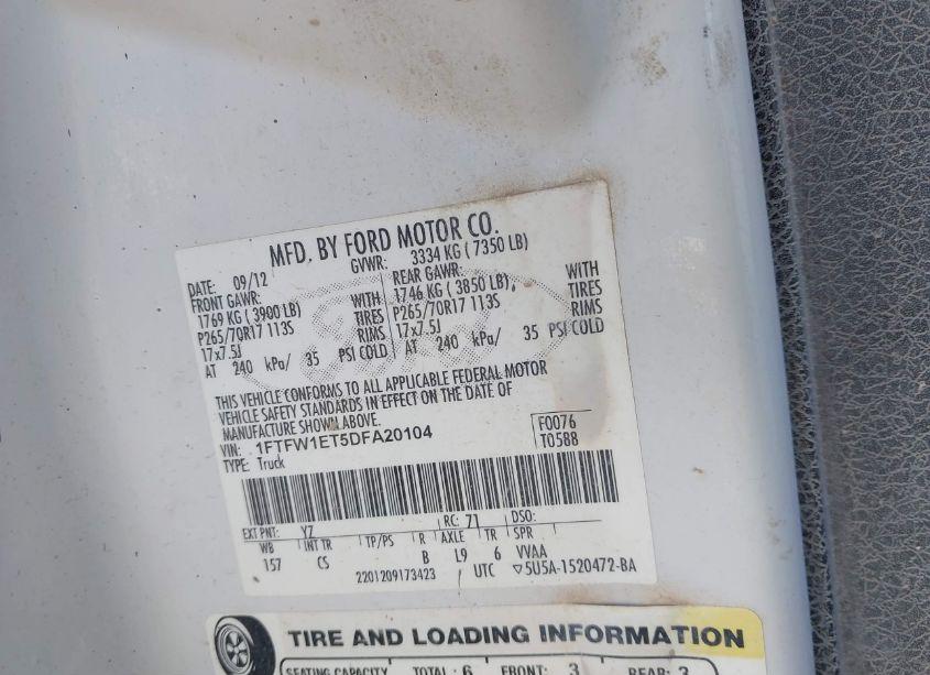 Photo 9 of 2013 Ford F-150 XL (VIN 1FTFW1ET5DFA20104)