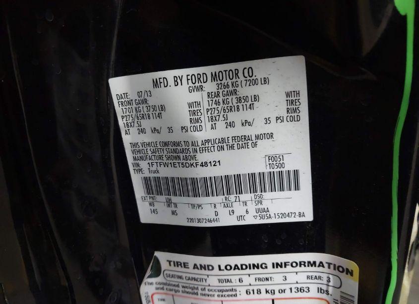 Photo 9 of 2013 Ford F-150 XLT (VIN 1FTFW1ET5DKF48121)