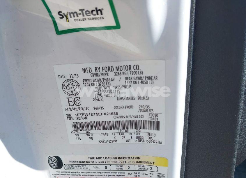 Photo 9 of 2014 Ford F-150 LARIAT (VIN 1FTFW1ET5EFA21688)