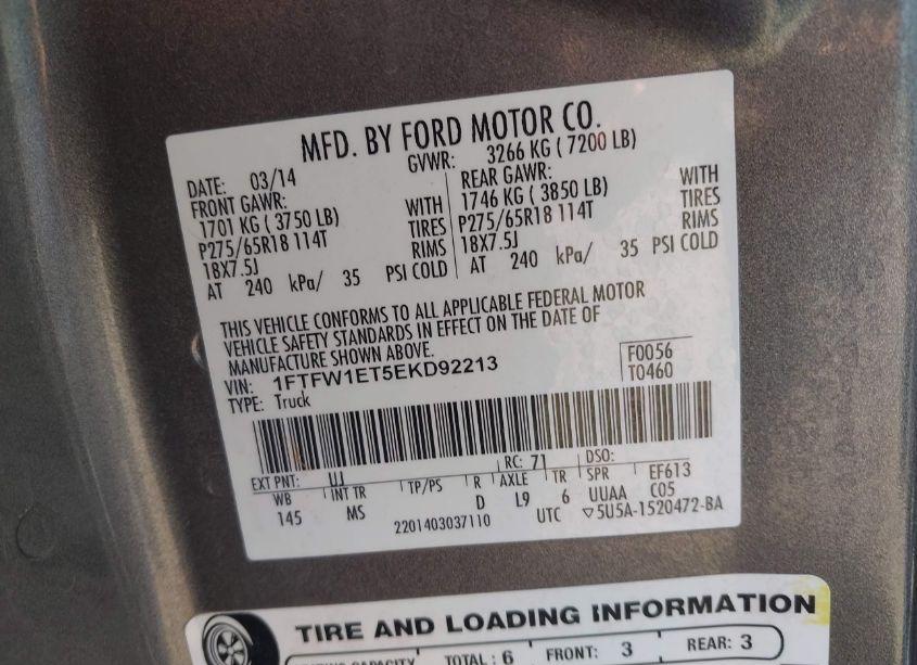 Photo 9 of 2014 Ford F-150 XLT (VIN 1FTFW1ET5EKD92213)