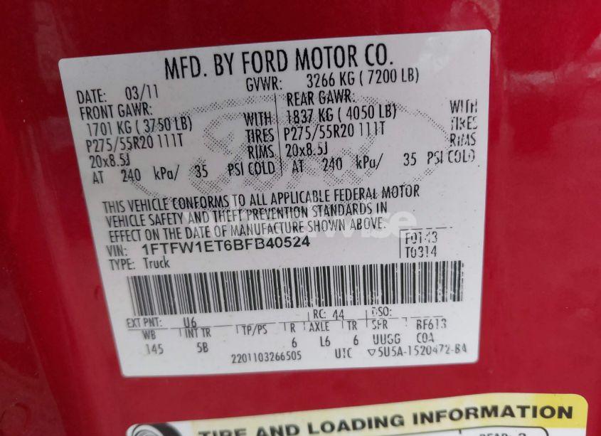 Photo 9 of 2011 Ford F-150 FX4 (VIN 1FTFW1ET6BFB40524)