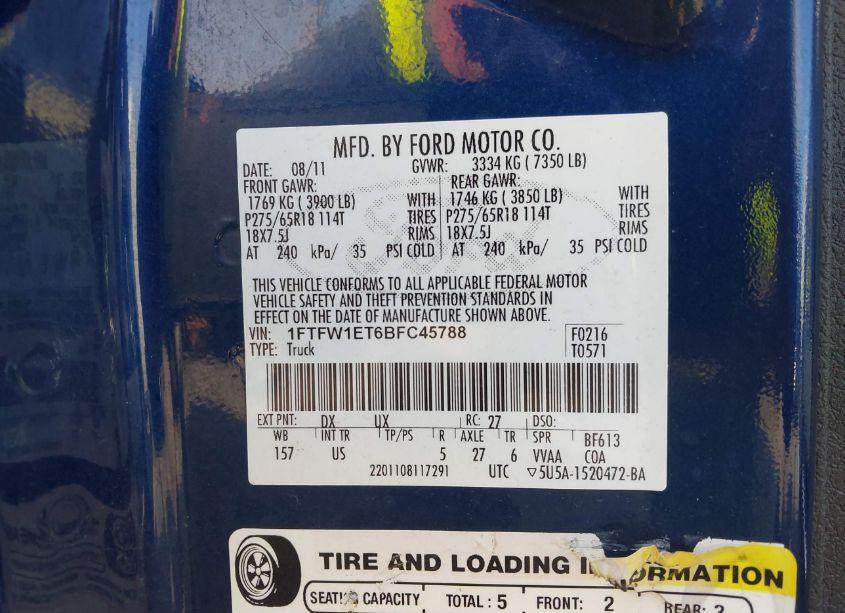 Photo 9 of 2011 Ford F-150 XLT (VIN 1FTFW1ET6BFC45788)