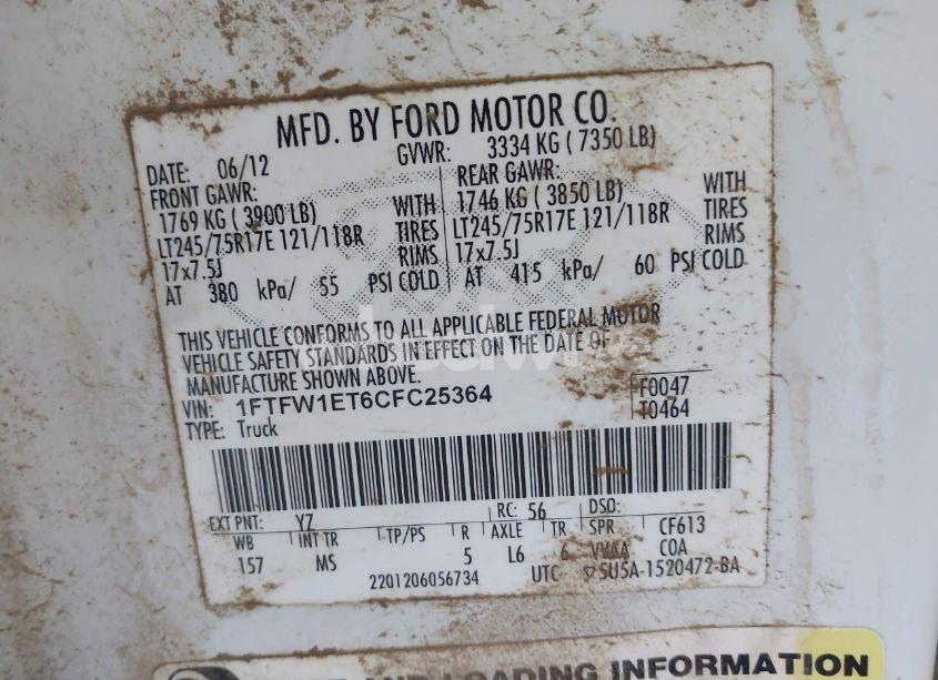 Photo 9 of 2012 Ford F-150 XLT (VIN 1FTFW1ET6CFC25364)