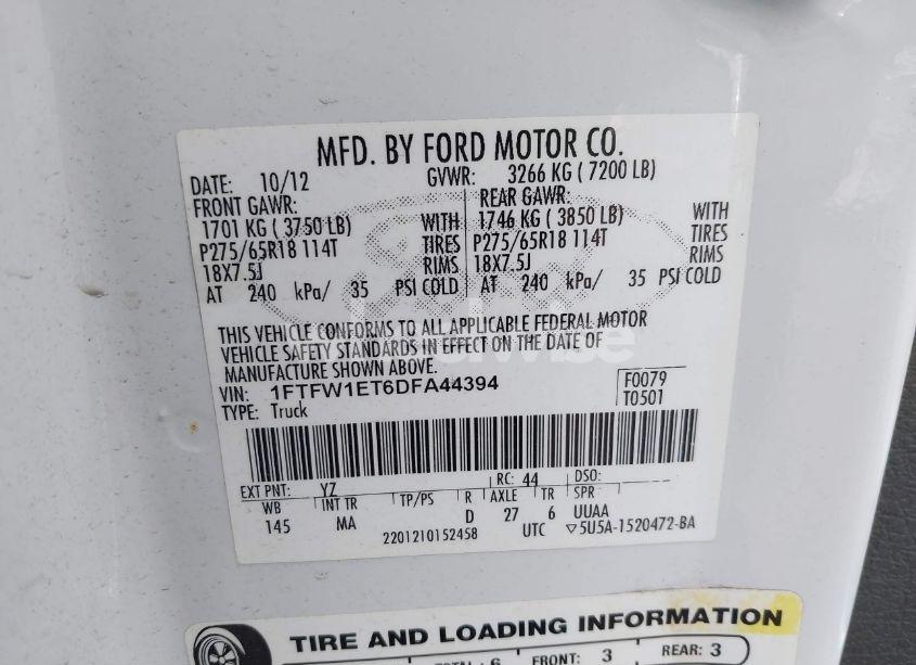 Photo 9 of 2013 Ford F-150 XLT (VIN 1FTFW1ET6DFA44394)