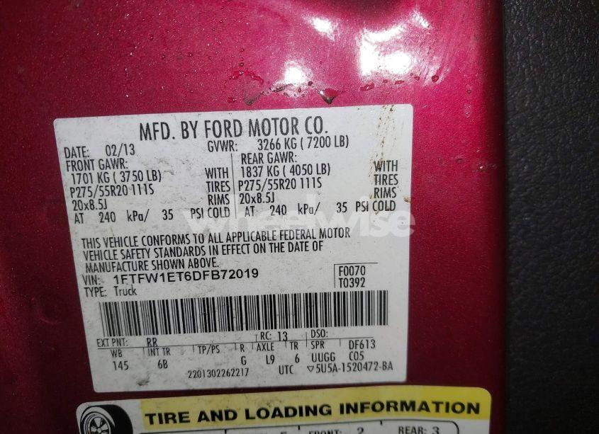 Photo 9 of 2013 Ford F-150 FX4 (VIN 1FTFW1ET6DFB72019)