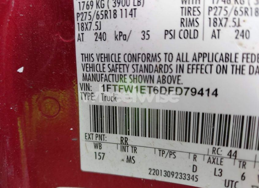 Photo 9 of 2013 Ford F-150 XLT (VIN 1FTFW1ET6DFD79414)