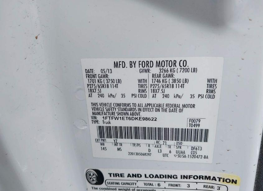 Photo 9 of 2013 Ford F-150 XLT (VIN 1FTFW1ET6DKE98622)