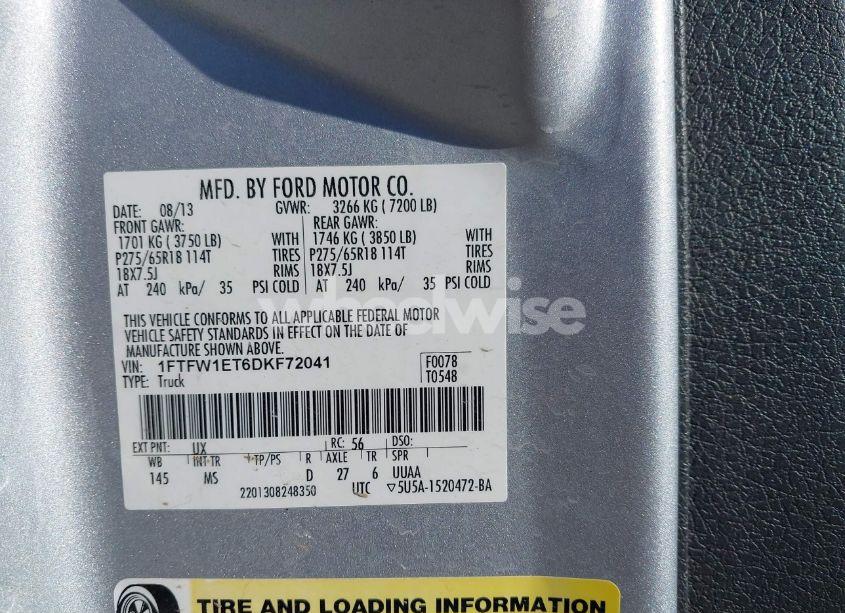 Photo 9 of 2013 Ford F-150 XLT (VIN 1FTFW1ET6DKF72041)