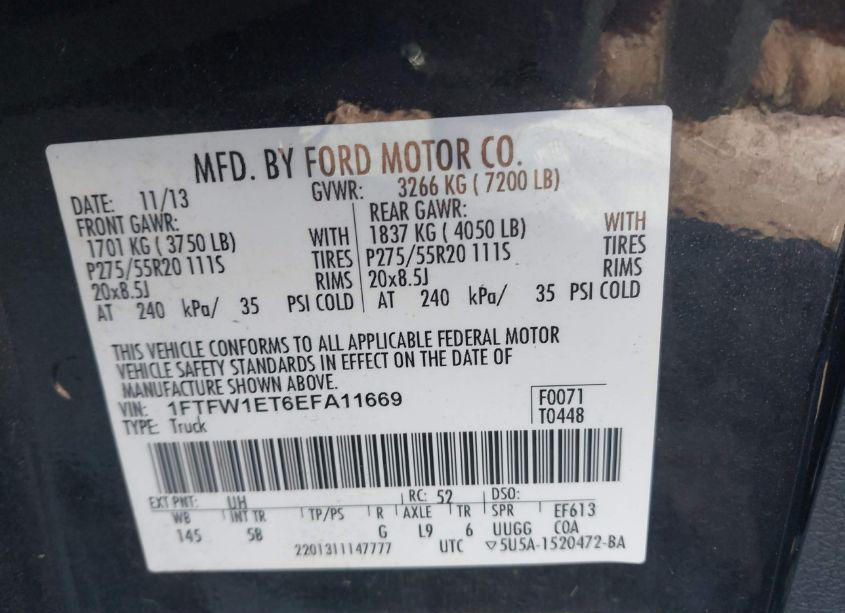 Photo 9 of 2014 Ford F-150 FX4 (VIN 1FTFW1ET6EFA11669)