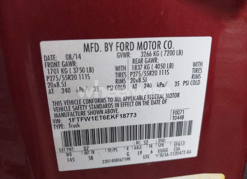 Photo 9 of 2014 Ford F-150 FX4 (VIN 1FTFW1ET6EKF18773)