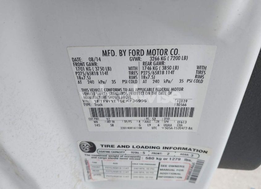 Photo 9 of 2014 Ford F-150 FX4 (VIN 1FTFW1ET6EKF36996)