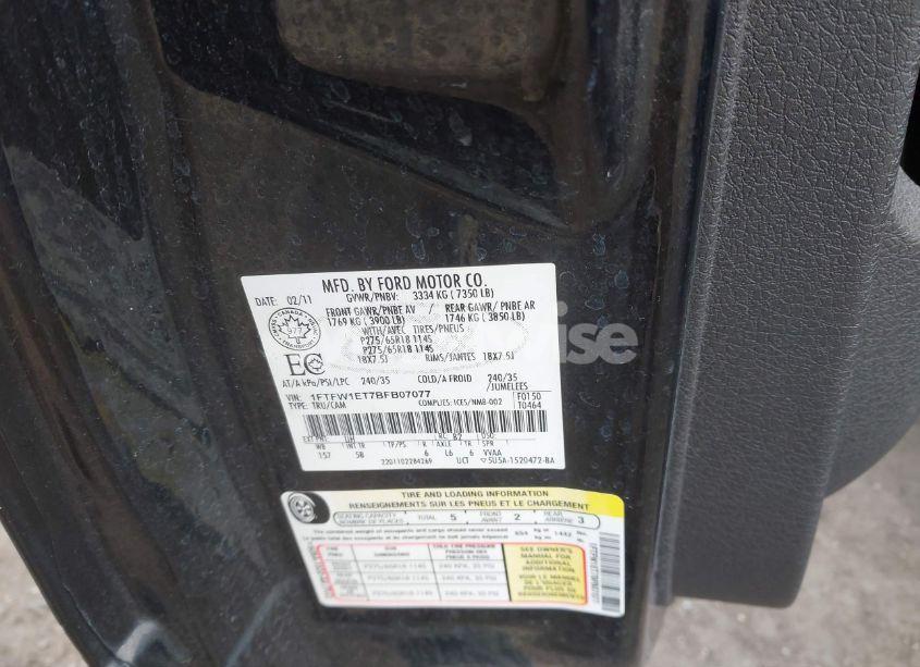 Photo 9 of 2011 Ford F-150 FX4 (VIN 1FTFW1ET7BFB07077)