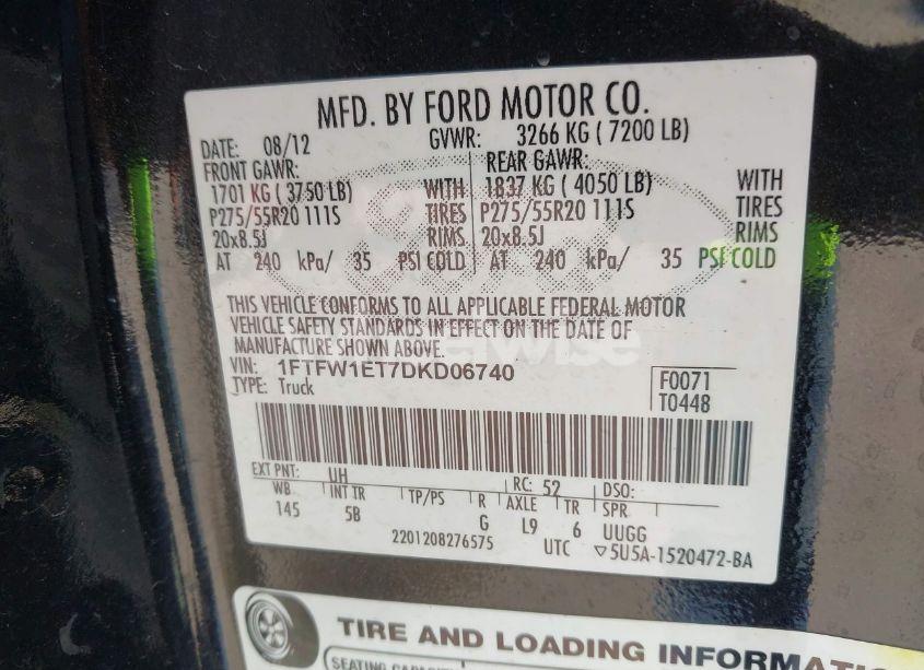 Photo 9 of 2013 Ford F-150 FX4 (VIN 1FTFW1ET7DKD06740)