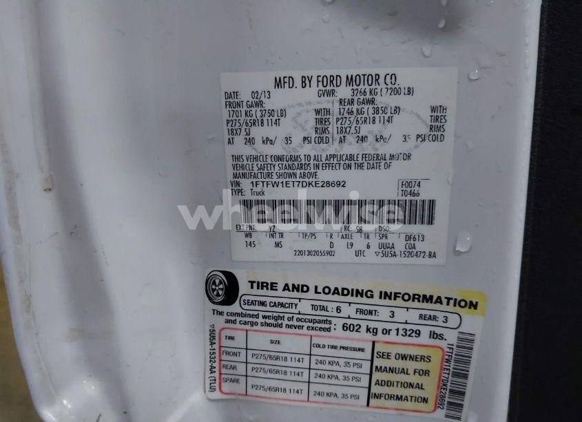 Photo 9 of 2013 Ford F-150 XLT (VIN 1FTFW1ET7DKE28692)