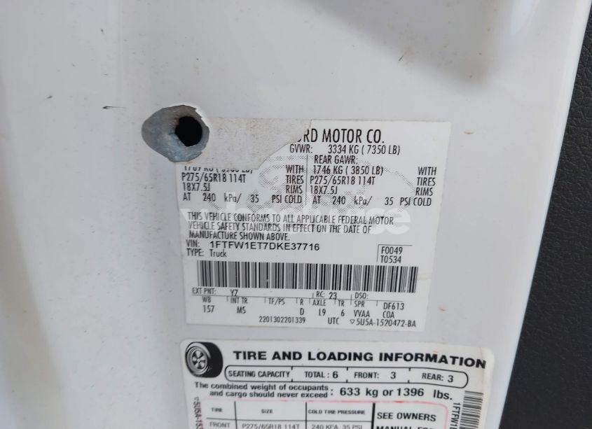 Photo 9 of 2013 Ford F-150 XLT (VIN 1FTFW1ET7DKE37716)