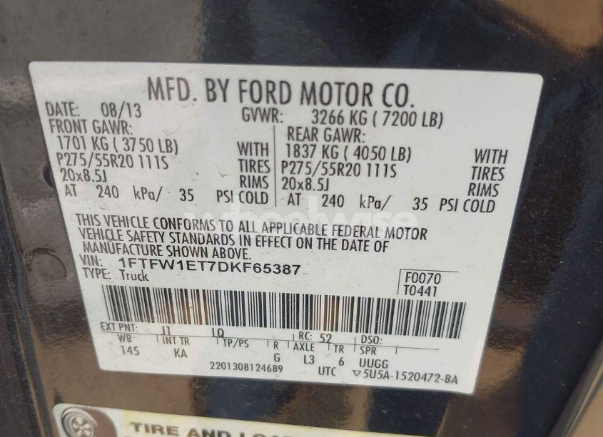 Photo 9 of 2013 Ford F-150 KING RANCH (VIN 1FTFW1ET7DKF65387)