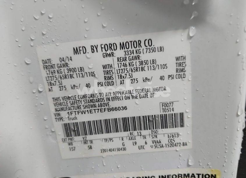 Photo 9 of 2014 Ford F-150 FX4 (VIN 1FTFW1ET7EFB66036)