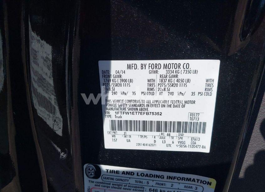 Photo 9 of 2014 Ford F-150 XLT (VIN 1FTFW1ET7EFB75352)