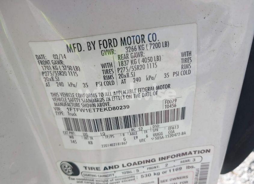 Photo 9 of 2014 Ford F-150 KING RANCH (VIN 1FTFW1ET7EKD80239)