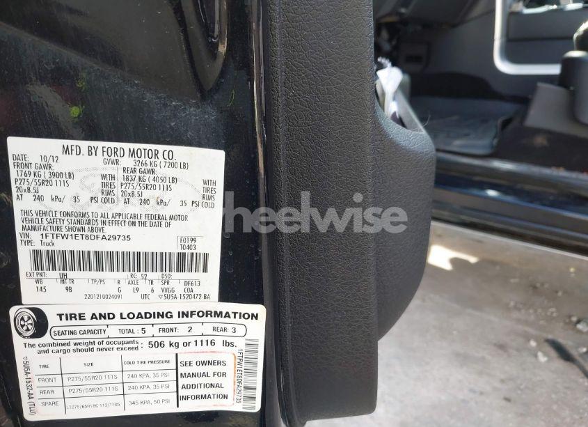 Photo 9 of 2013 Ford F-150 PLATINUM (VIN 1FTFW1ET8DFA29735)