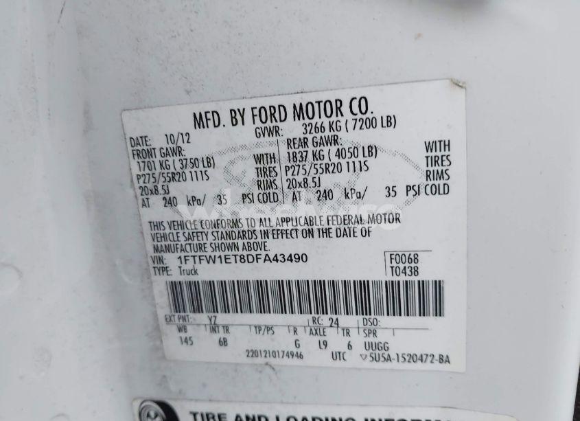 Photo 9 of 2013 Ford F-150 FX4 (VIN 1FTFW1ET8DFA43490)