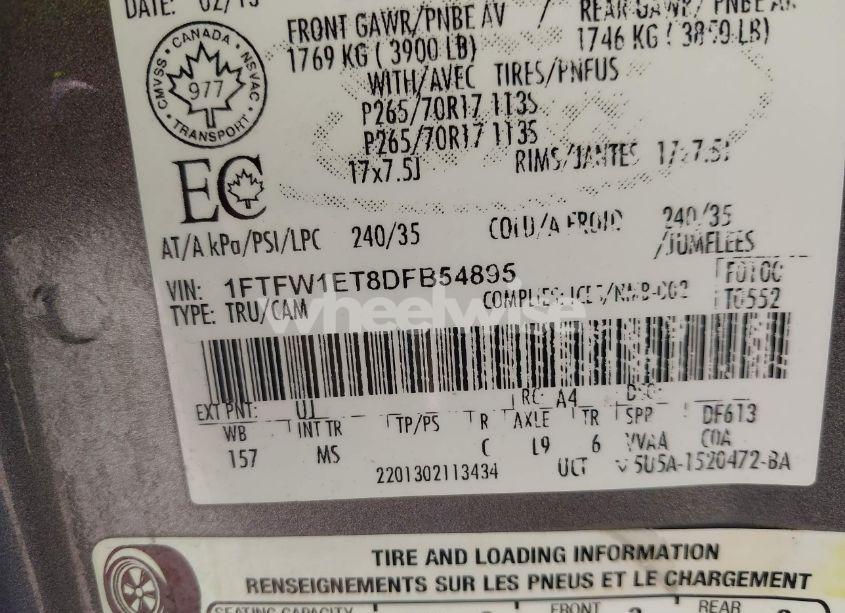 Photo 9 of 2013 Ford F-150 XLT (VIN 1FTFW1ET8DFB54895)