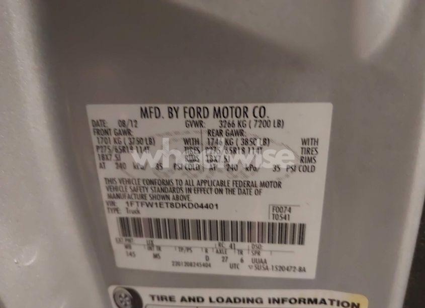 Photo 9 of 2013 Ford F-150 XLT (VIN 1FTFW1ET8DKD04401)