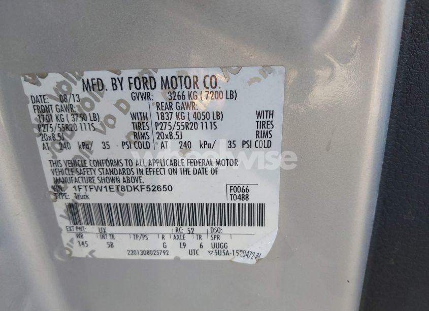 Photo 9 of 2013 Ford F-150 FX4 (VIN 1FTFW1ET8DKF52650)