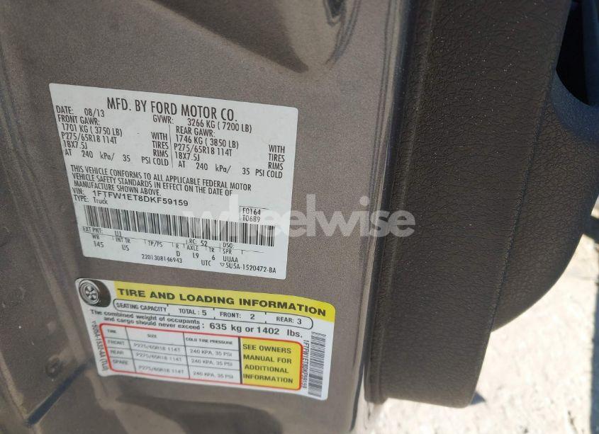 Photo 9 of 2013 Ford F-150 XLT (VIN 1FTFW1ET8DKF59159)