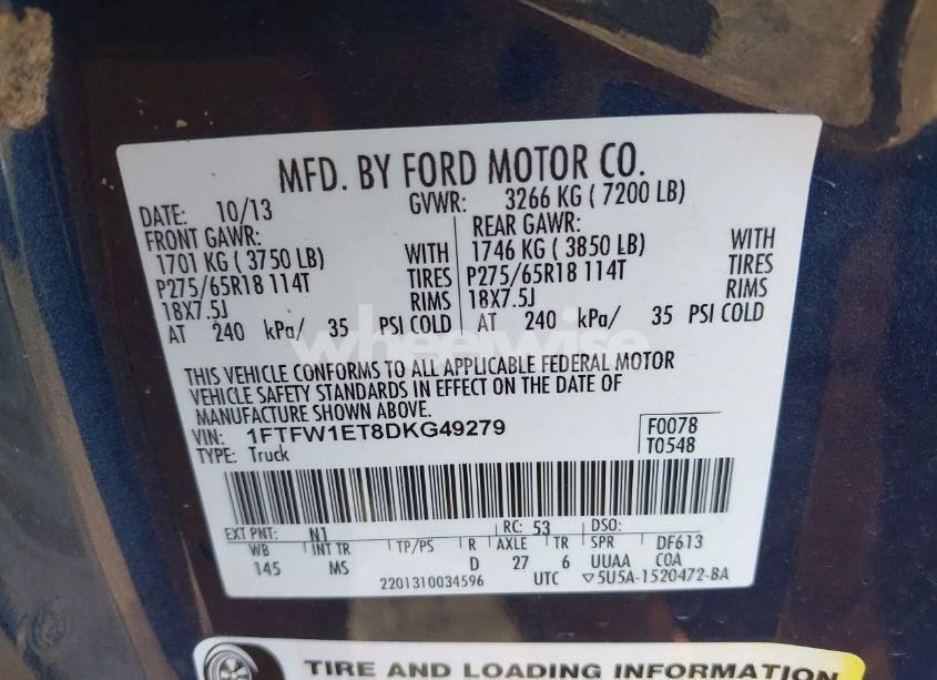 Photo 9 of 2013 Ford F-150 XLT (VIN 1FTFW1ET8DKG49279)