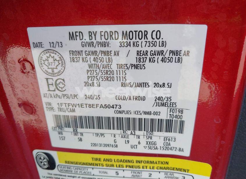 Photo 9 of 2014 Ford F-150 FX4 (VIN 1FTFW1ET8EFA50473)