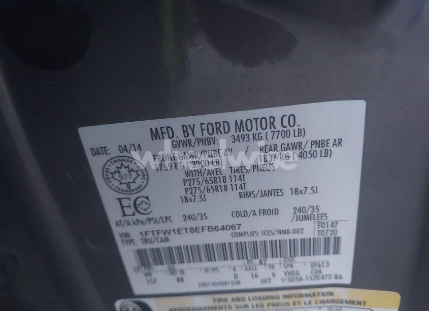 Photo 9 of 2014 Ford F-150 FX4 (VIN 1FTFW1ET8EFB64067)