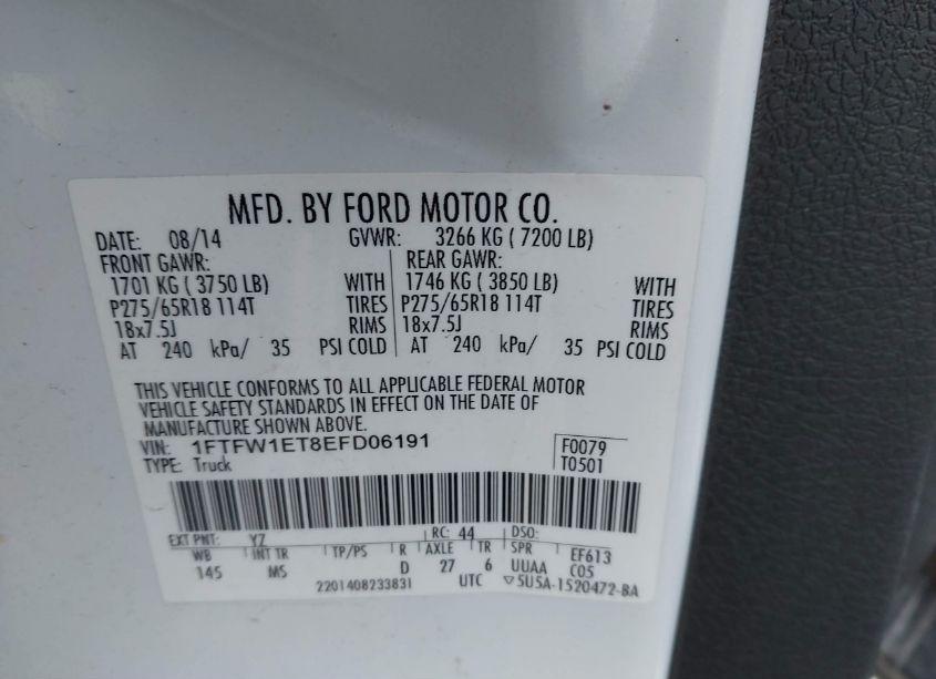 Photo 9 of 2014 Ford F-150 XLT (VIN 1FTFW1ET8EFD06191)