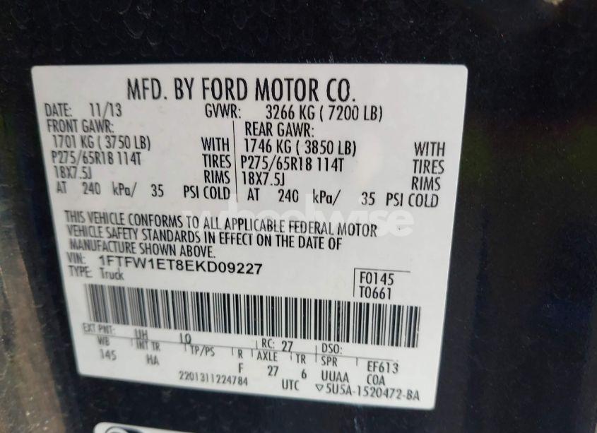 Photo 9 of 2014 Ford F-150 LARIAT (VIN 1FTFW1ET8EKD09227)