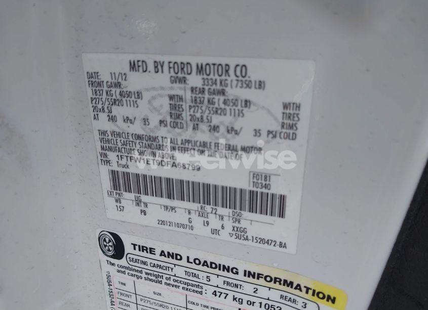 Photo 9 of 2013 Ford F-150 PLATINUM (VIN 1FTFW1ET9DFA68799)