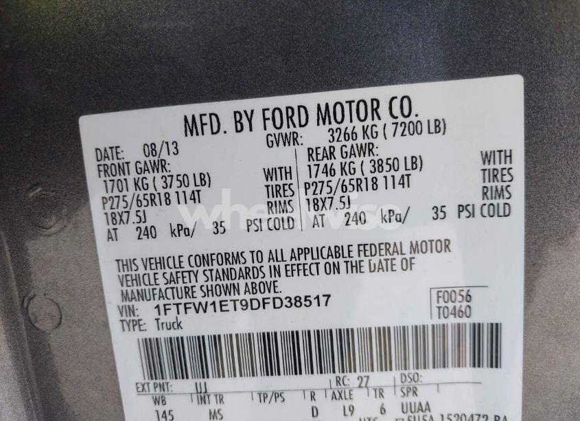 Photo 9 of 2013 Ford F-150 XLT (VIN 1FTFW1ET9DFD38517)