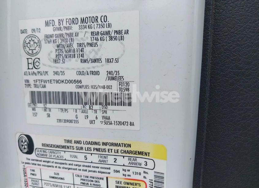 Photo 9 of 2013 Ford F-150 FX4 (VIN 1FTFW1ET9DKD00566)