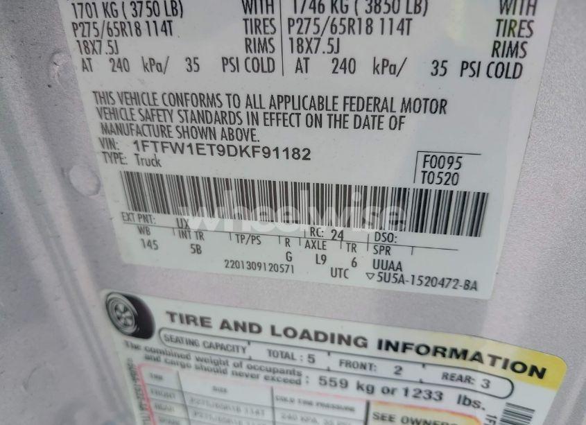 Photo 9 of 2013 Ford F-150 FX4 (VIN 1FTFW1ET9DKF91182)