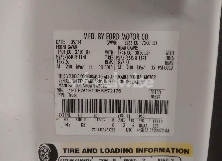 Photo 9 of 2014 Ford F-150 KING RANCH (VIN 1FTFW1ET9EKE72176)