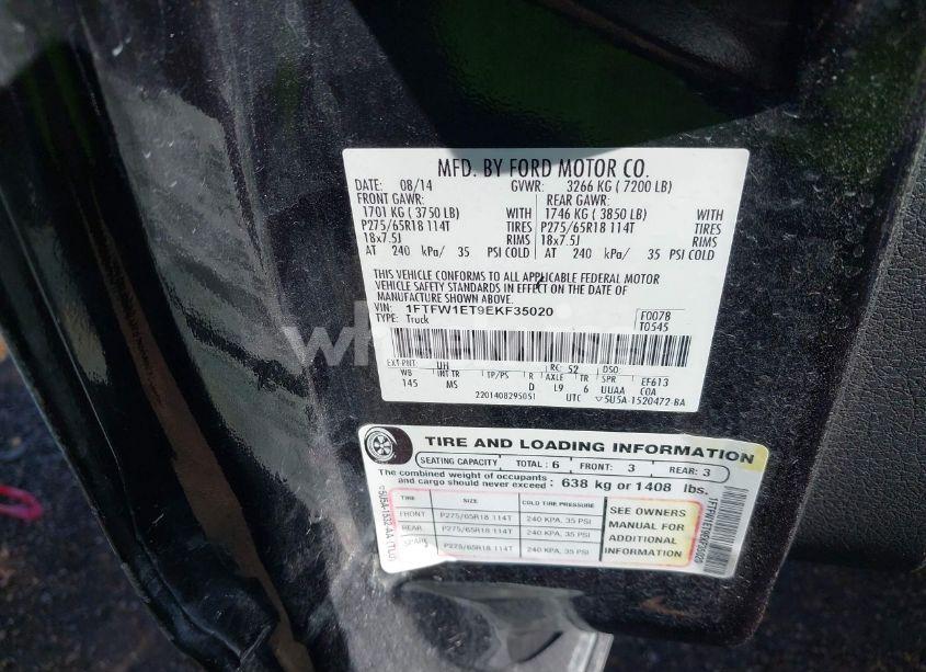 Photo 9 of 2014 Ford F-150 XLT (VIN 1FTFW1ET9EKF35020)