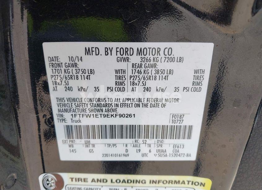 Photo 9 of 2014 Ford F-150 XLT (VIN 1FTFW1ET9EKF90261)