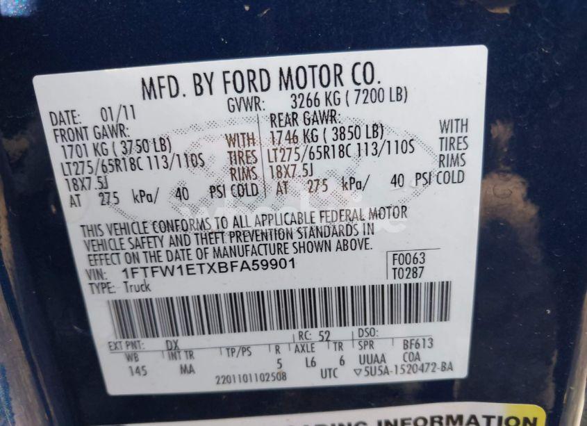 Photo 9 of 2011 Ford F-150 XLT (VIN 1FTFW1ETXBFA59901)