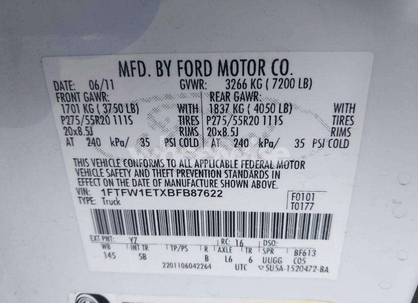 Photo 9 of 2011 Ford F-150 FX4 (VIN 1FTFW1ETXBFB87622)