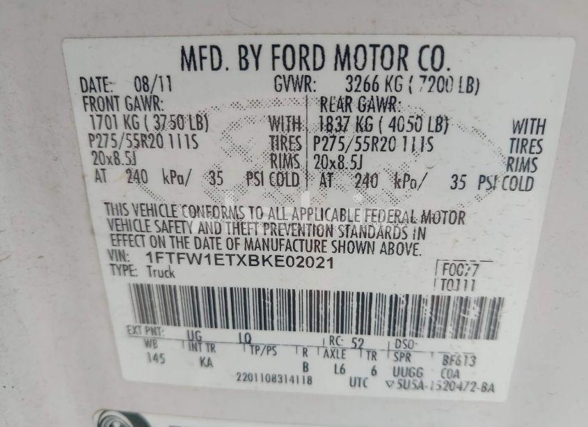 Photo 9 of 2011 Ford F-150 KING RANCH (VIN 1FTFW1ETXBKE02021)