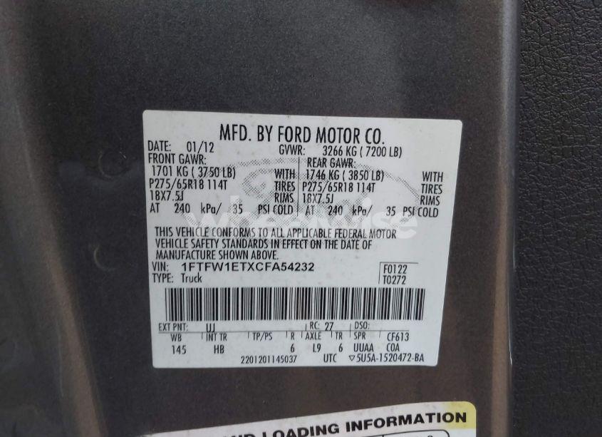 Photo 9 of 2012 Ford F-150 LARIAT (VIN 1FTFW1ETXCFA54232)