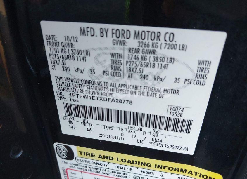 Photo 9 of 2013 Ford F-150 XLT (VIN 1FTFW1ETXDFA28778)